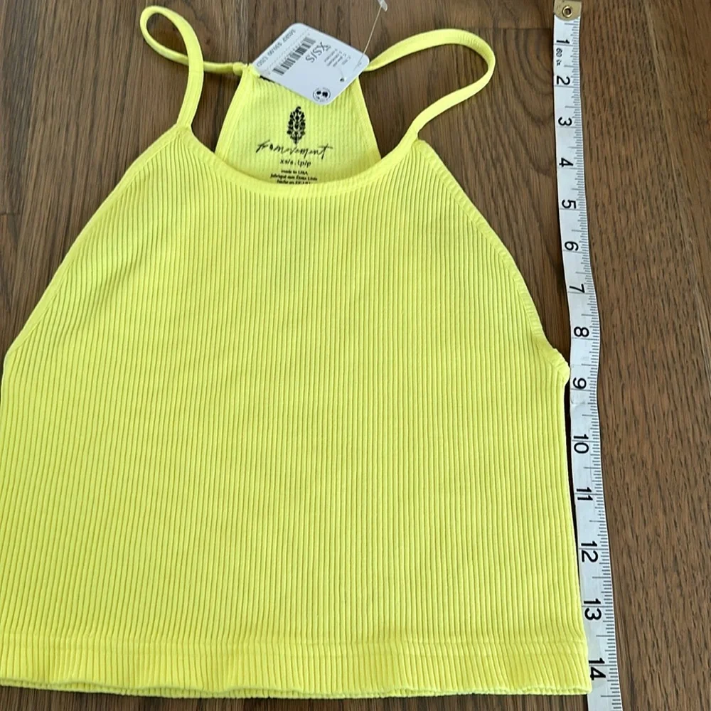 FP Movement Tank Top sz XS/S Women's Cropped Racerback Glowstick Yellow Ribbed